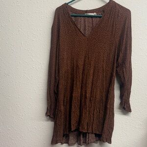 Millibon Chocolate Brown V-Neck Mini Babydoll Dress